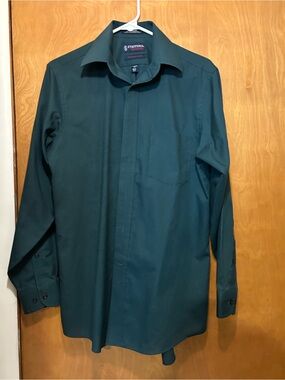 Stafford Dark Green Long-Sleeve Dress Shirt